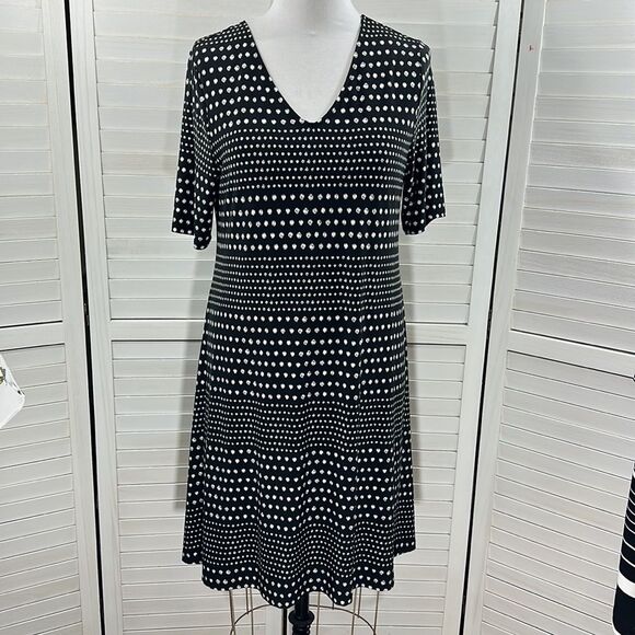 Chico's Dress Size 2 Large Polka Dot Criss Cross Pullover - Picture 4 of 12